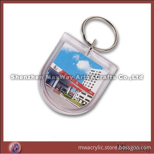 Handsome transparent polished promotion acrylic/plexiglass keychain/key ring/key holder with your pi